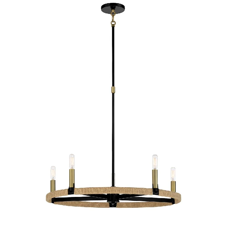 Industrial Exit Sign Lighting for Quick EvacuationWindward Passage 27 in. 5 Lights Chandelier Brass & Black finish