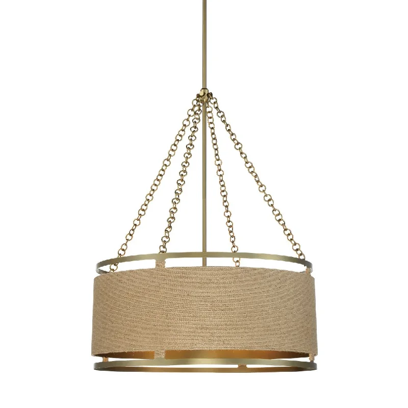 Industrial Lighting for Printing Press FacilitiesWindward Passage 27 in. 6 Lights Pendant Light Brass Finish