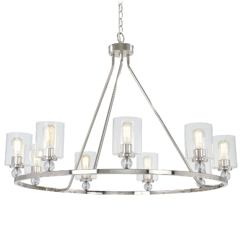 Energy - Efficient Industrial Lighting for Cost - SavingsStudio 5 45 In. 9 Lights Chandelier Polished Nickel Finish