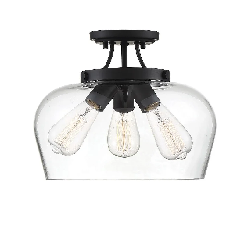 Dust - Resistant Industrial Lighting for Dirty WorkspacesOctave Three Light Semi-Flush Mount
