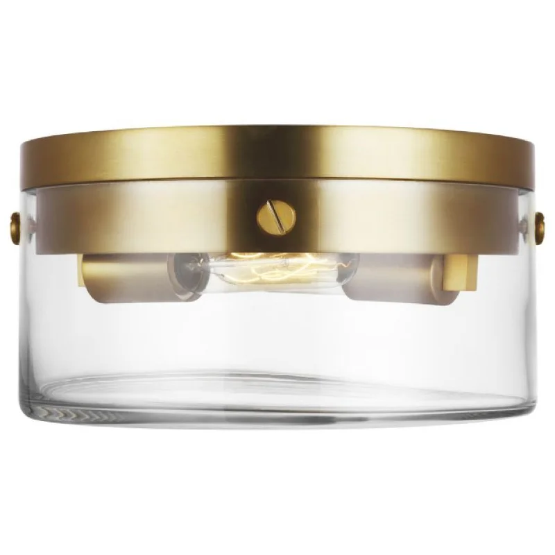 Industrial Lighting for Woodworking FactoriesGarrett 11 in 2 Lights Flush Mount Light Brass Finish