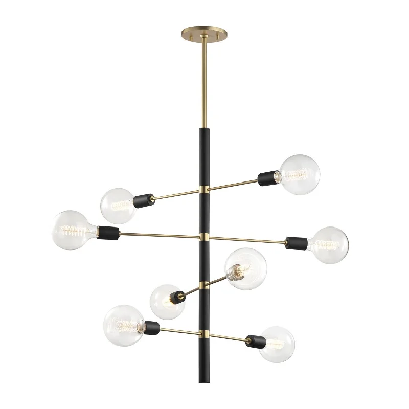 Industrial Lighting for Printing Press FacilitiesAsrid 8 Lights Chandelier Brass & Black finish Industrial Lighting for Printing Press FacilitiesAsrid 8 Lights Chandelier Brass & Black finish