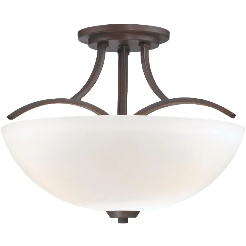 Industrial Lighting for Metal Fabrication ShopsOverland Park 17 in. 3 Lights Semi flush Mount Light Bronze finish