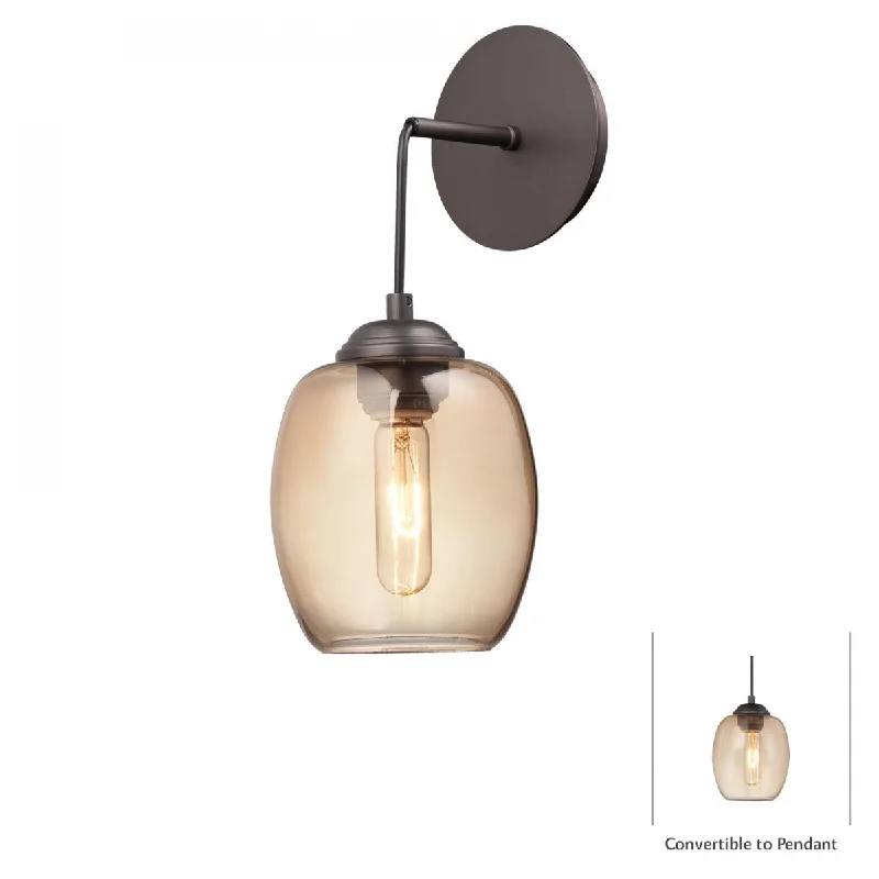 Shock - Resistant Industrial Lighting for Vibrating Machinery AreasBubble 8 in. Convertible Armed Sconce/Pendant Light Bronze finish