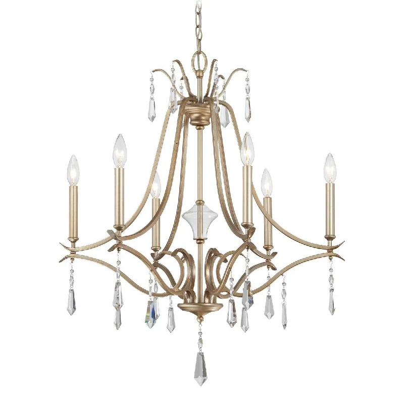 Dimmable Industrial Lighting for Ambiance ControlLaurel Estate 27 in. 6 Lights Chandelier Gold finish