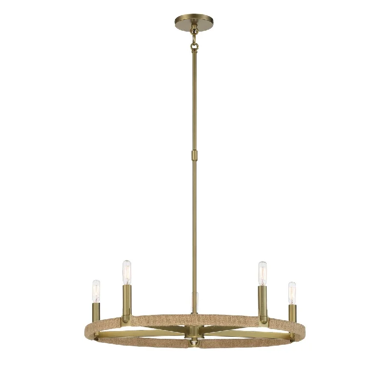Industrial Lighting for Textile MillsWindward Passage 27 in. 5 Lights Chandelier Brass finish