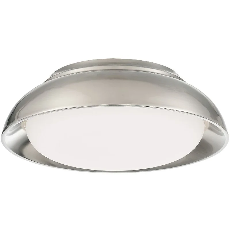 Industrial Lighting for Chemical Plants12 in. LED Flush Mount Light Brushed Nickel finish