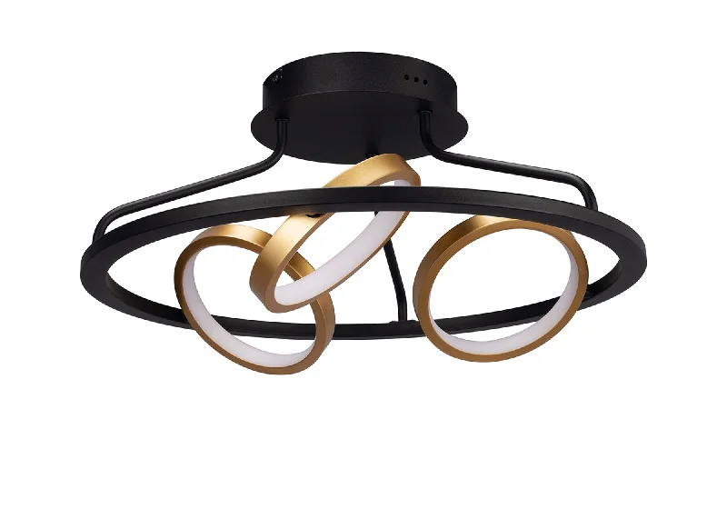 Track lighting for creating a focal pointNicki Indoor Semi Flush Ceiling Light, 3/5Ring, Satin Black & Gold, 3yrs Warranty Track lighting for creating a focal pointNicki Indoor Semi Flush Ceiling Light, 3/5Ring, Satin Black & Gold, 3yrs Warranty