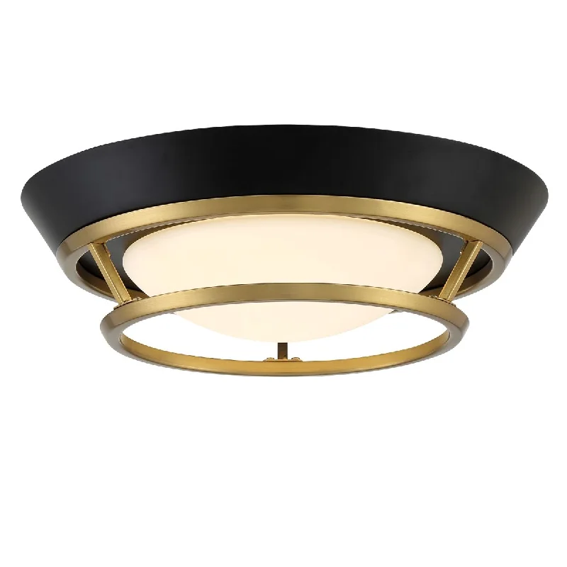 Corrosion - Resistant Industrial Lighting for Coastal FactoriesBeam Me Up 11 in. LED Flush Mount Light Coal & Satin Brass Finish