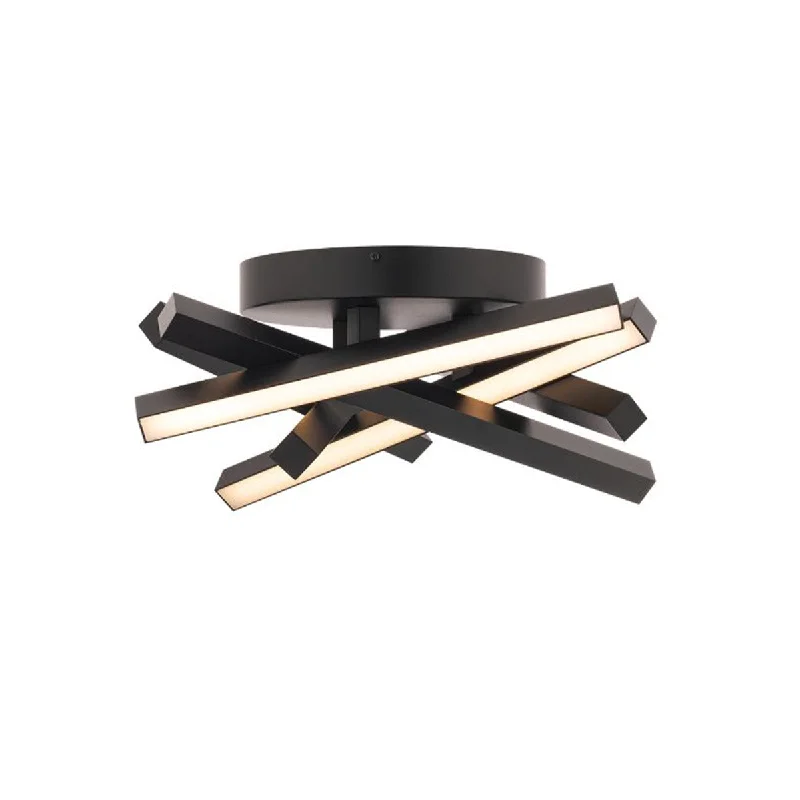 Waterproof Industrial Lighting for Wet AreasParallax 15 in. LED Ceiling Flush Mount Light 3000K Black Finish