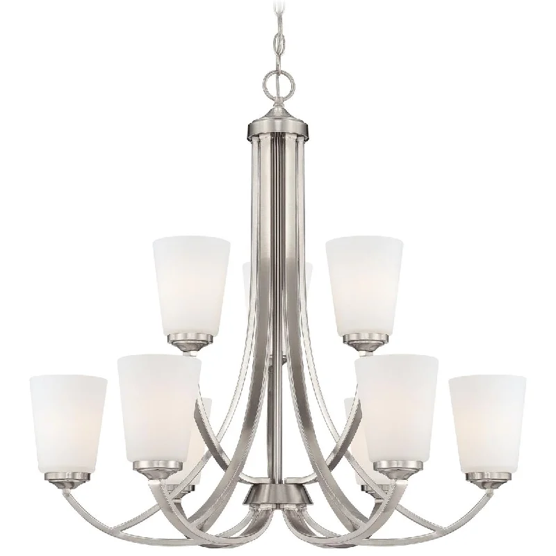 Industrial Lighting for Furniture FactoriesOverland Park 30 in. 9 Lights Chandelier Brushed Nickel finish