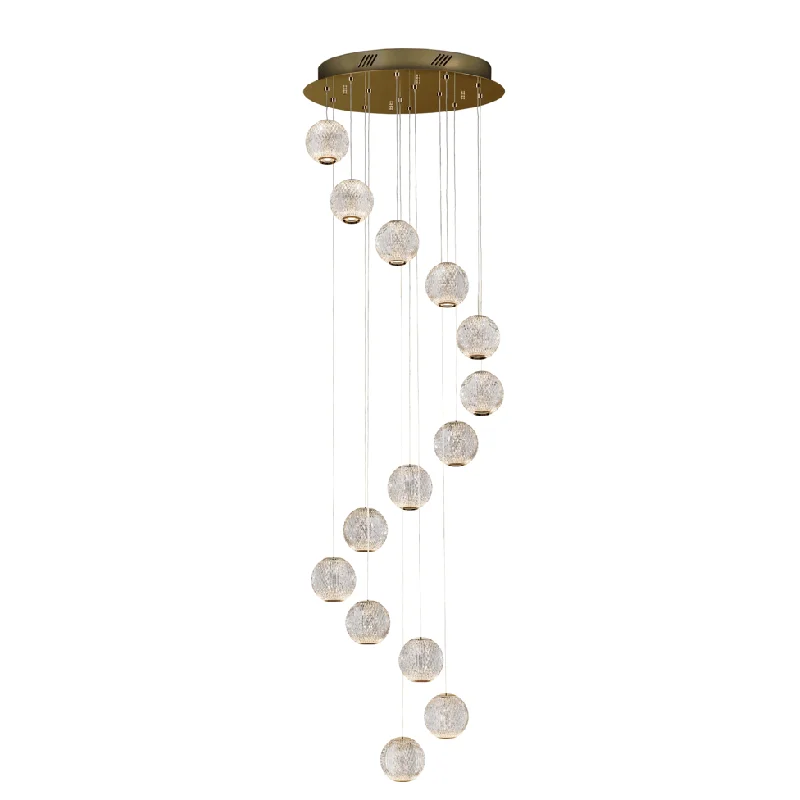 Commercial - grade track lighting for storesAustral 14 Lights Double Height Ceiling Light - Gold & Clear Finish IP20 Commercial - grade track lighting for storesAustral 14 Lights Double Height Ceiling Light - Gold & Clear Finish IP20