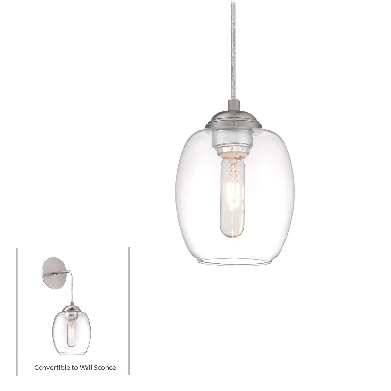Shock - Resistant Industrial Lighting for Vibrating Machinery AreasBubble 8 in. Convertible Armed Sconce/Pendant Light Brushed Nickel finish
