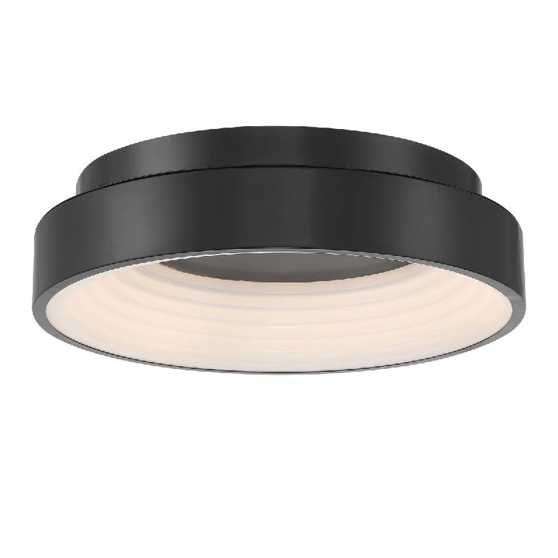 Dimmable Industrial Lighting for Ambiance ControlConc 15 in. LED Flush Mount Light Coal Finish