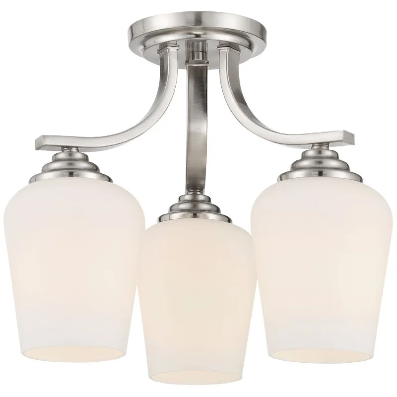 Industrial Lighting for Woodworking FactoriesShyloh 16 in. 3 Lights Semi flush Mount Light Brushed Nickel finish