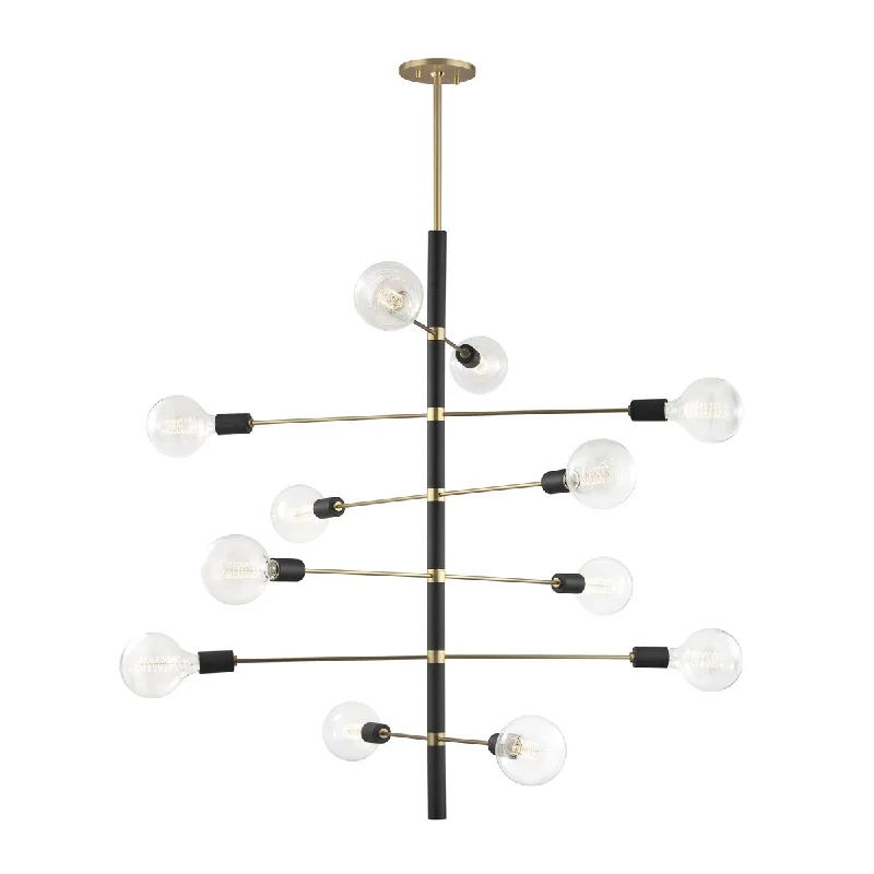 Industrial Wall - Mounted Lighting for Workshop WallsAsrid 12 Lights Chandelier Brass & Black finish Industrial Wall - Mounted Lighting for Workshop WallsAsrid 12 Lights Chandelier Brass & Black finish