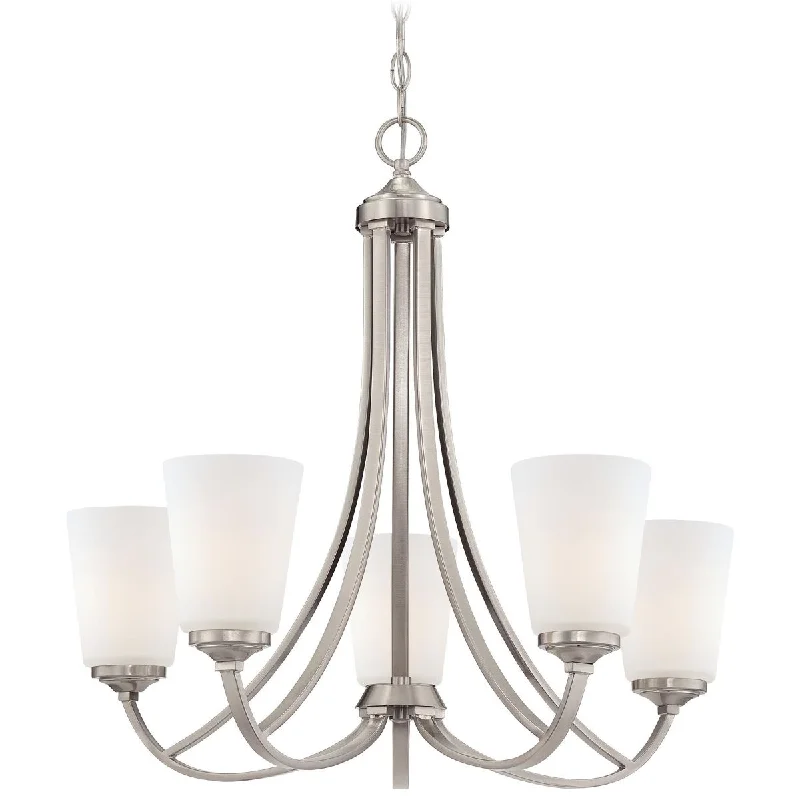 Industrial Pendant Lighting for Machine ShopsOverland Park 26 in. 5 Lights Chandelier Brushed Nickel finish