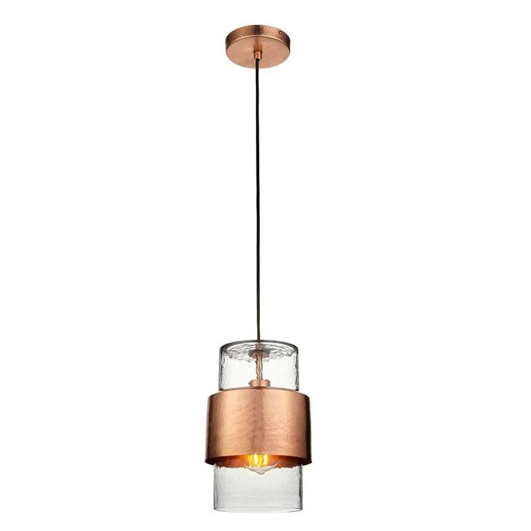 Industrial - style track lighting for loftsAlimos Hammered Metal & Textured/Clear Glass 1Lt LED Pendant - Various Styles Industrial - style track lighting for loftsAlimos Hammered Metal & Textured/Clear Glass 1Lt LED Pendant - Various Styles