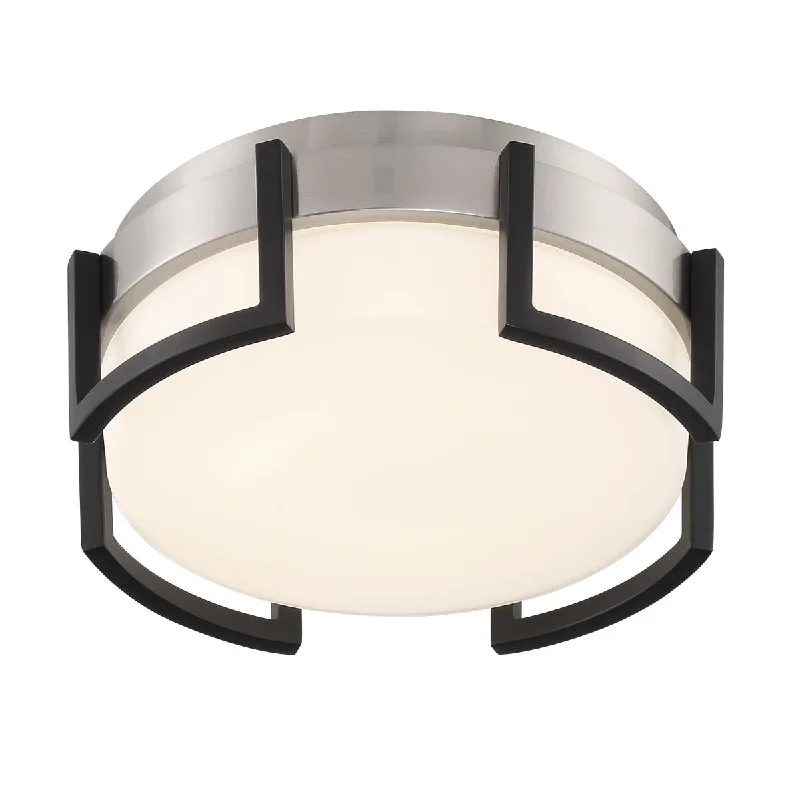 Low - Bay Industrial Lighting Fixtures for Small FactoriesBezel Set 10 in. LED Flush Mount Light Coal & Brushed Nickel Finish