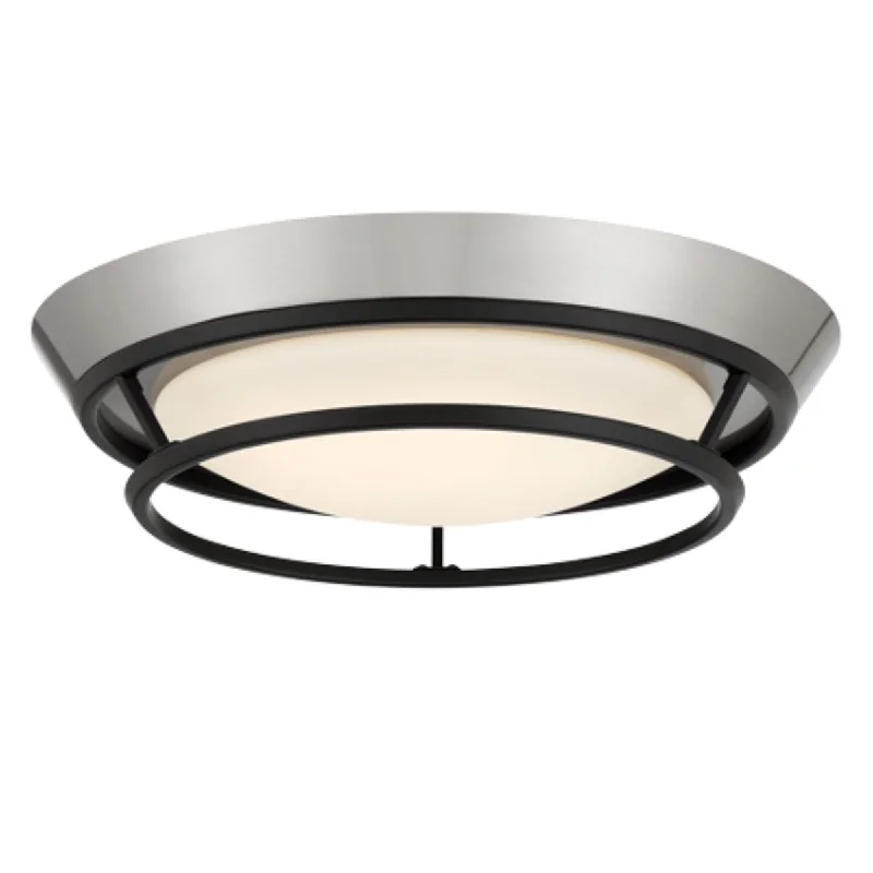 Industrial Pendant Lighting for Machine ShopsBeam Me Up 14 in. LED Flush Mount Light Coal & Brushed Nickel Finish