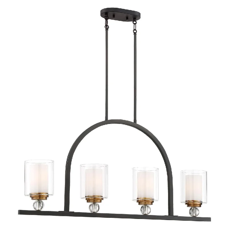 Dimmable Industrial Lighting for Ambiance ControlStudio 5 38 in. 4 Lights Pendant Light Bronze & Brass Finish