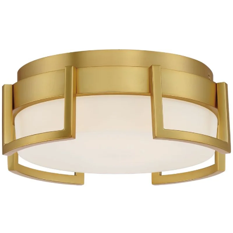 Industrial Area Lighting for Large Open SpacesBezel Set 10 in. LED Flush Mount Light Gold Finish