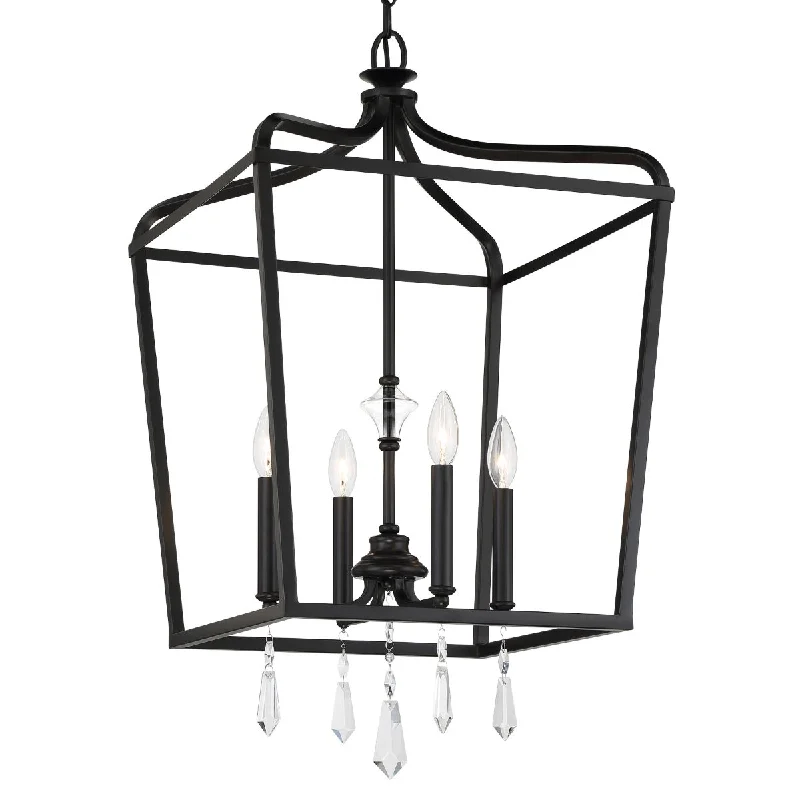 Shock - Resistant Industrial Lighting for Vibrating Machinery AreasLaurel Estate 17 In. 4 Lights Covertible Pendant Light Black Finish