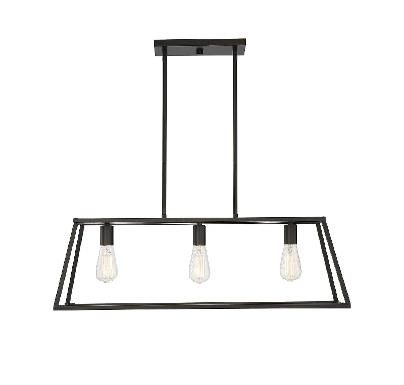 Industrial Pendant Lighting for Machine ShopsDenton Three Light Linear Chandelier