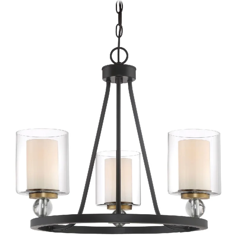 Industrial Flood Lighting for Outdoor Loading DocksStudio 5 22 In. 3 Lights Chandelier Bronze & Brass Finish