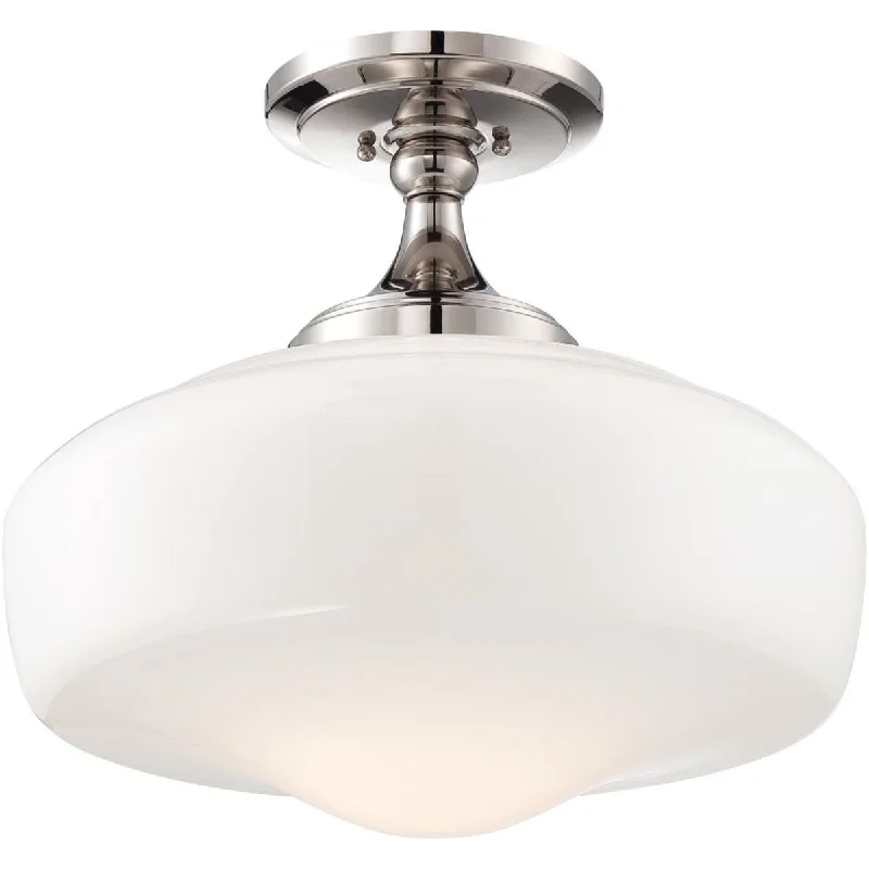 Industrial Lighting for Automotive Manufacturing Plants17 in. Semi flush Mount Light Polished Nickel finish