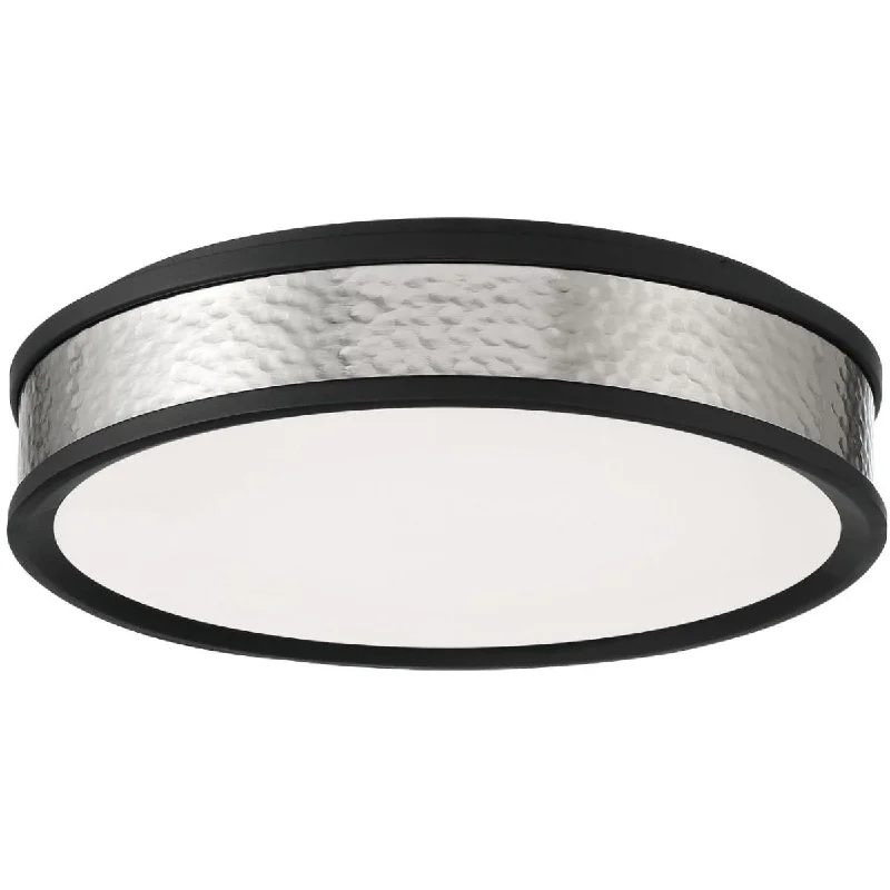 Industrial Lighting for Electronics Manufacturing15 in. LED Flush Mount Light Black & Bruhsed Nickel finish