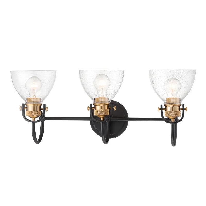 Energy - Efficient Industrial Lighting for Cost - SavingsMonico 26 in. 3 Lights Vanity Light Bronze & Brass finish
