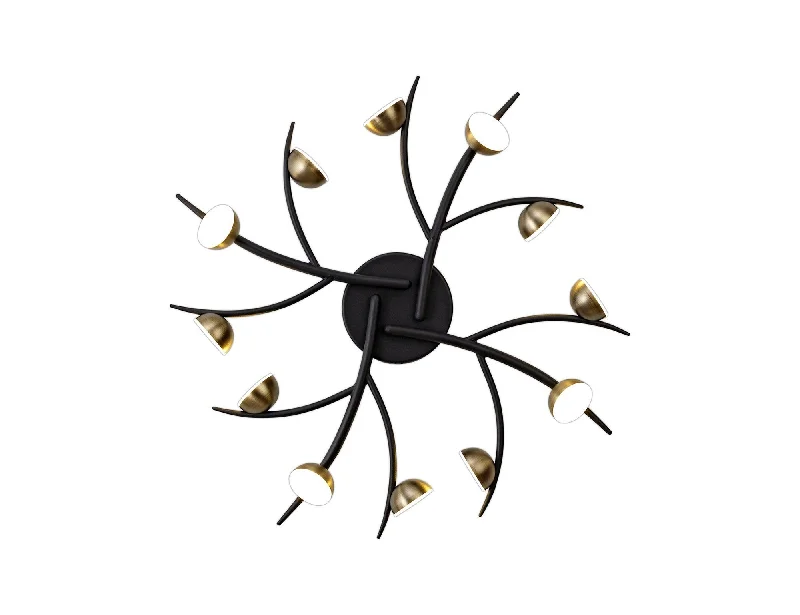 Track lighting with a brushed nickel finishVolos 12Lt LED Flush Ceiling Light - Black & Brass Track lighting with a brushed nickel finishVolos 12Lt LED Flush Ceiling Light - Black & Brass