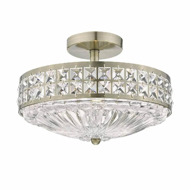 Wireless track lighting for easy installationOlona 3L Light Semi Flush Antique Brass/Chrome & Crystal Beads and Glass Diffuser Wireless track lighting for easy installationOlona 3L Light Semi Flush Antique Brass/Chrome & Crystal Beads and Glass Diffuser