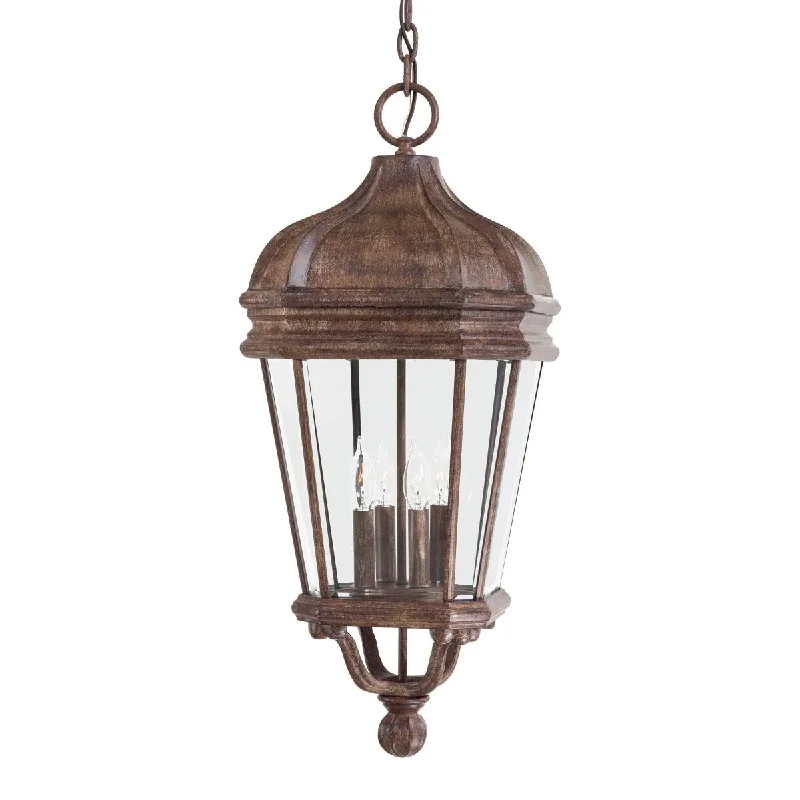 Industrial Lighting for Textile MillsHarrison 4 lights 12 in. Outdoor Hanging Lantern Vintage Rust finish