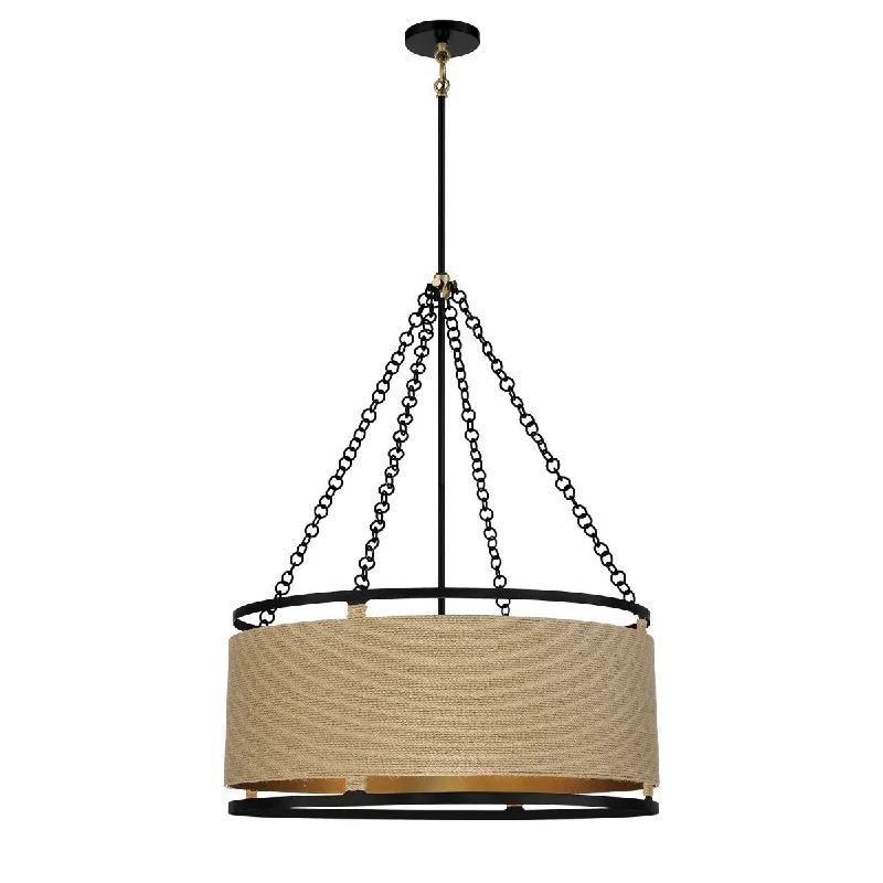 Waterproof Industrial Lighting for Wet AreasWindward Passage 27 in. 6 Lights Pendant Light Brass & Black Finish