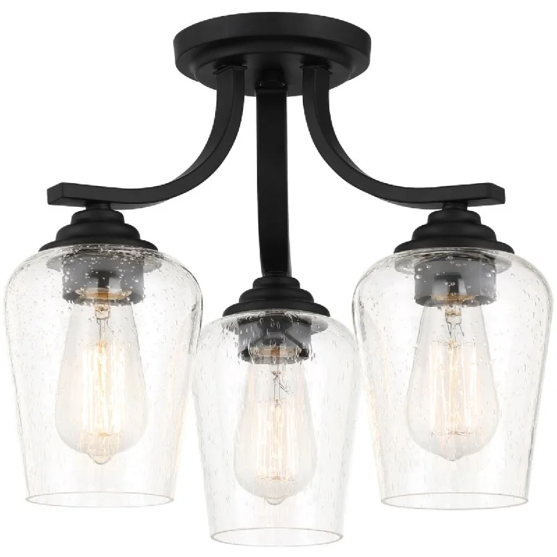 Industrial Area Lighting for Large Open SpacesShyloh 16 in. 3 Lights Semi flush Mount Light Black finish