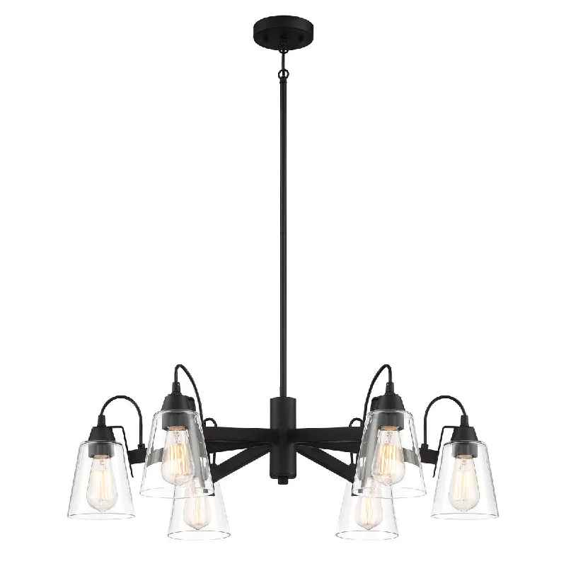 Industrial Lighting for Metal Fabrication ShopsBeckonridge 32 in. 6 Lights Chandelier Black finish