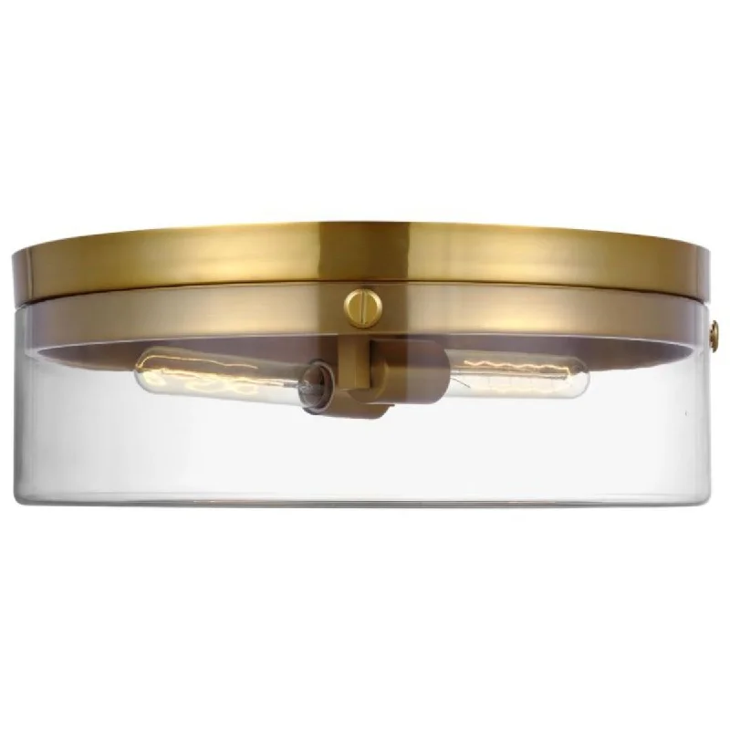 Industrial Lighting for Pharmaceutical ManufacturingGarrett 18 in 2 Lights Flush Mount Light Brass Finish
