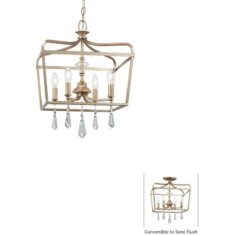 Industrial Task Lighting for Precision WorkstationsLaurel Estate 19 in. 4 Lights Semi flush Mount Light Gold finish