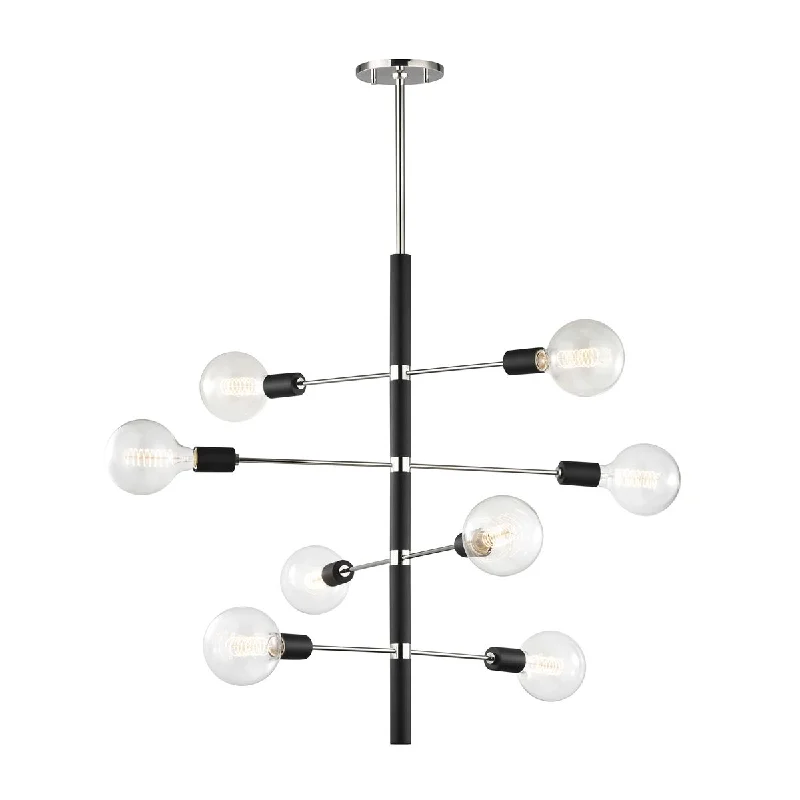Industrial Wall - Mounted Lighting for Workshop WallsAsrid 8 Lights Chandelier Polished Nickel & Black finish Industrial Wall - Mounted Lighting for Workshop WallsAsrid 8 Lights Chandelier Polished Nickel & Black finish