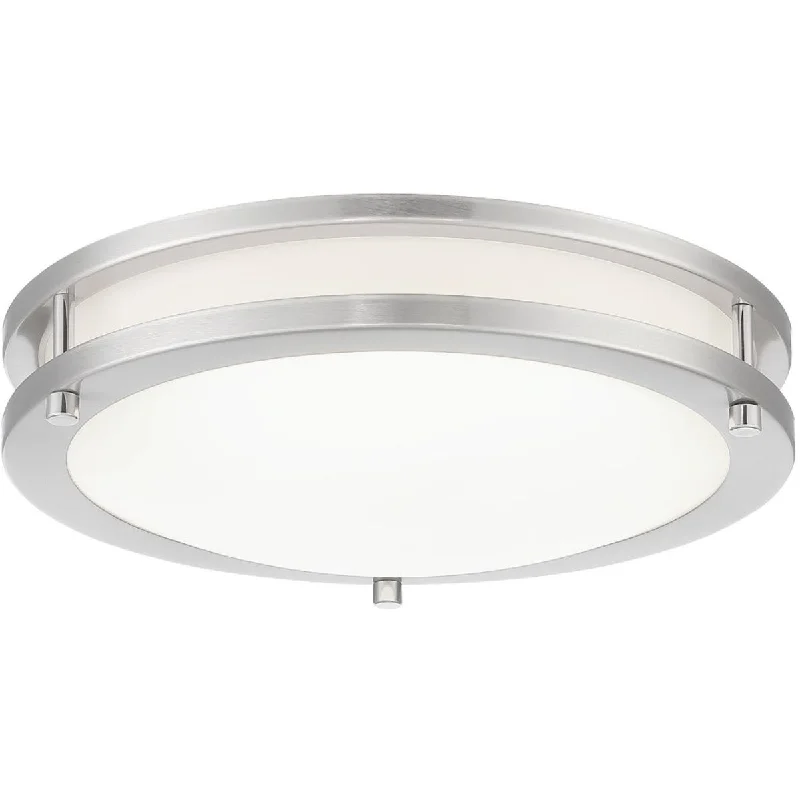 Waterproof Industrial Lighting for Wet Areas12 in. LED Flush Mount Light Nickel finish
