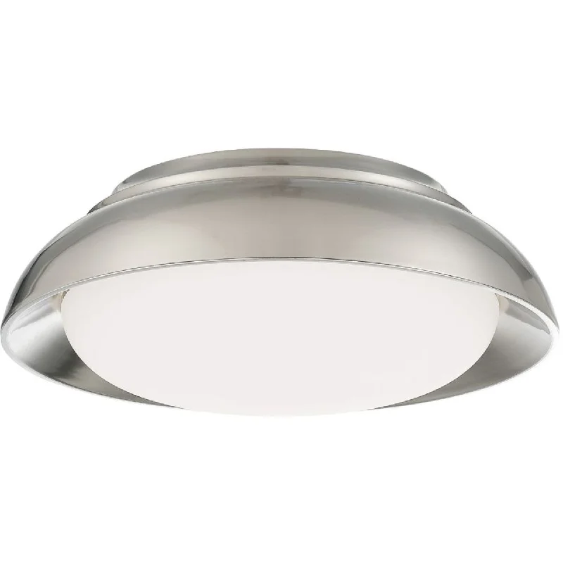 Industrial Pendant Lighting for Machine Shops15 in. LED Flush Mount Light Brushed Nickel finish