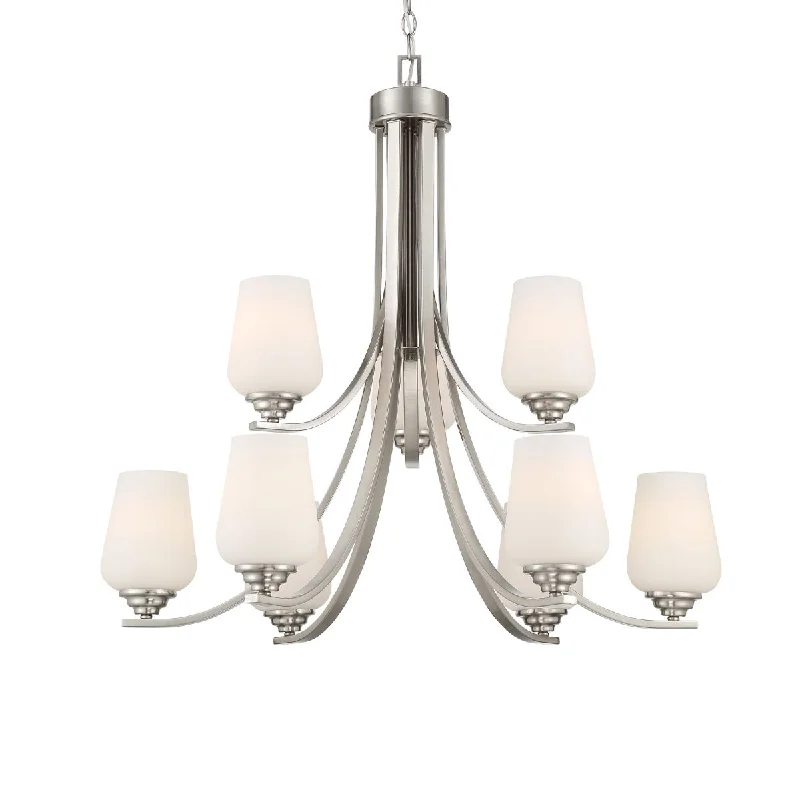 Industrial Lighting for Metal Fabrication ShopsShyloh 31 in. 9 Lights Chandelier Brushed Nickel finish