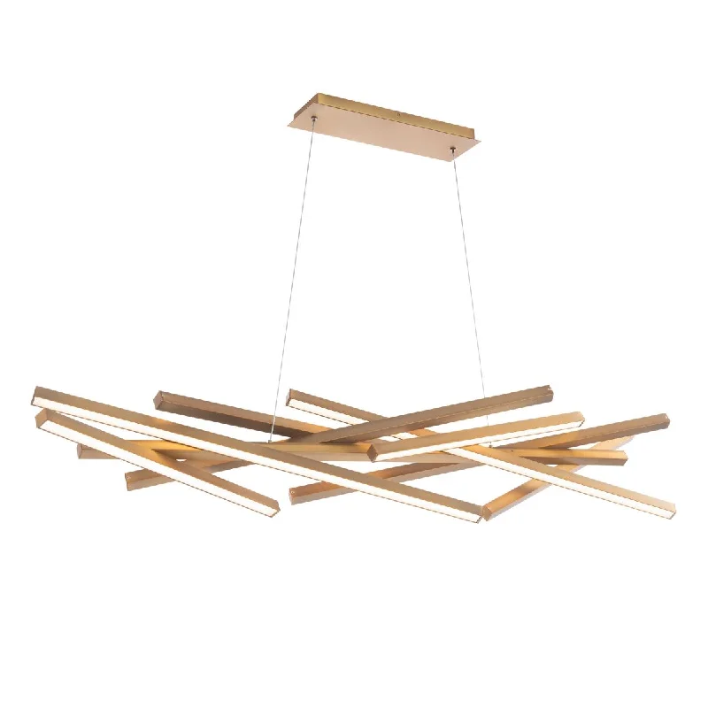Industrial Ceiling - Mounted Lighting for Assembly PlantsParallax 55 in. 8 Lights LED Chandelier Brass finish