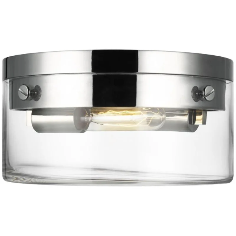 Corrosion - Resistant Industrial Lighting for Coastal FactoriesGarrett 11 In 2 Lights Flush Mount Light Nickel Finish