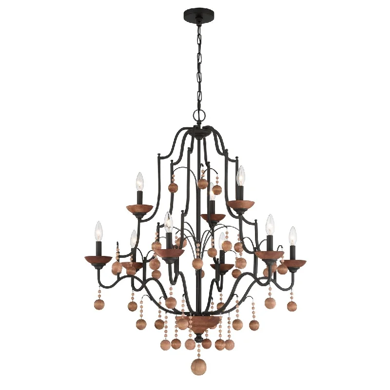 Industrial Lighting with High CRI (Color Rendering Index) for True Color PerceptionColonial Charm 33 In. 9 Lights Chandelier Old Bronze Finish