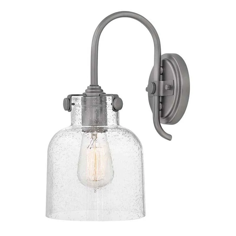 Track lighting with a decorative track designglass wall lamps with frosted glass for soft, diffused lightHinkley 31700 Sconce Congress Wall Light