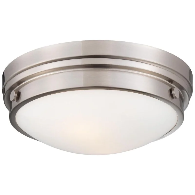 Shock - Resistant Industrial Lighting for Vibrating Machinery Areas13 in. 2 Lights Flush Mount Light Brushed Nickel finish