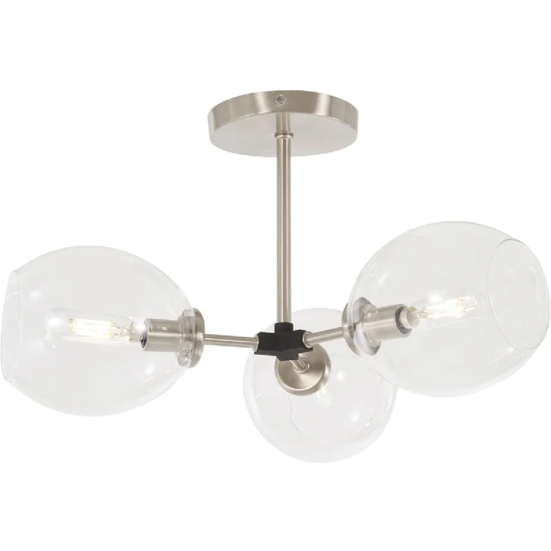 Industrial Lighting for Electronics ManufacturingNexpo 19 in. 3 Lights Semi flush Mount Light Brushed Nickel finish